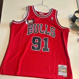Mitchell & Ness Bulls 91 Red Jersey